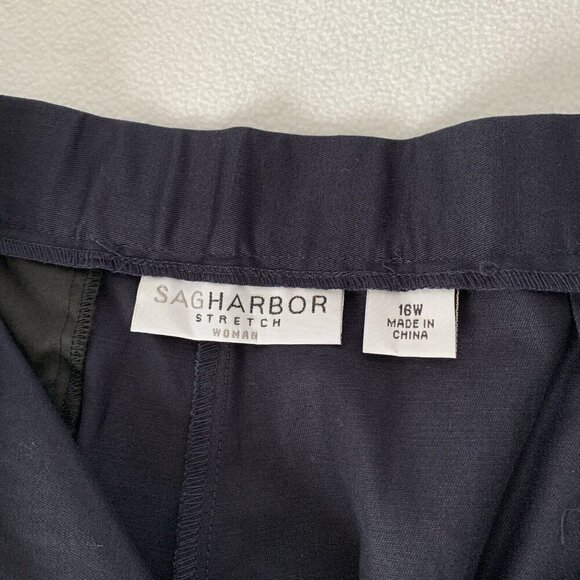 SAG HARBOR Navy Blue Stretch  Zip Cropped Pants Women’s Size 16 NWT - Picture 7 of 10
